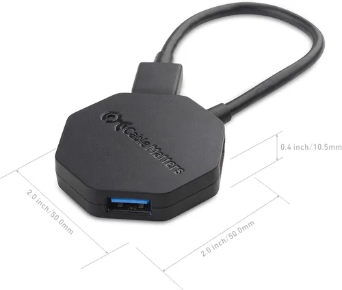 Miniatura 6 de Cable Matters Paquete de 3 cables de extensión cortos USB a USB (cable extensor USB macho a hembra) – 3 pies y Ultra Mini 4 puertos USB Hub