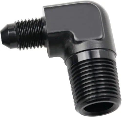 Miniatura 90 de Adaptador de tubo de manguera de combustible de aluminio recto 16AN acampanado a 3/4" NPT macho Unión de rosca negro