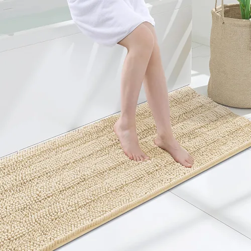Miniatura 83 de Grandaily Alfombras de baño de felpilla a rayas de 24 x 16 pulgadas, extra gruesas y suaves, absorbentes, parte trasera de goma, alfombra de ducha