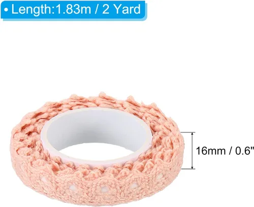 Miniatura 2 de PATIKIL Cinta de Encaje Autoadhesiva de 0.6" de Ancho 2 Yardas, Cinta de Encaje, Paquete de 3 Pegatinas de Ribete Washi de Algodón