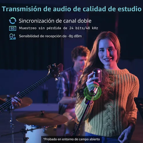 Miniatura 4 de JOYO Sistema de micrófono inalámbrico de 2.4 GHz, transmisor y receptor XLR de 4 canales, adaptador de micrófonos de condensador dinámico/alimentado