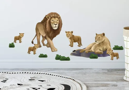 Miniatura 5 de Calcomanías de pared de animales de la selva para habitaciones de niños, idea de decoración de safari, idea de león, gorila, koala, panda, Jaguar