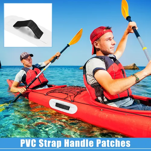 Miniatura 2 de X AUTOHAUX 2 parches universales de mango de correa de PVC para canoas bote balsa y tabla de surf Blanco