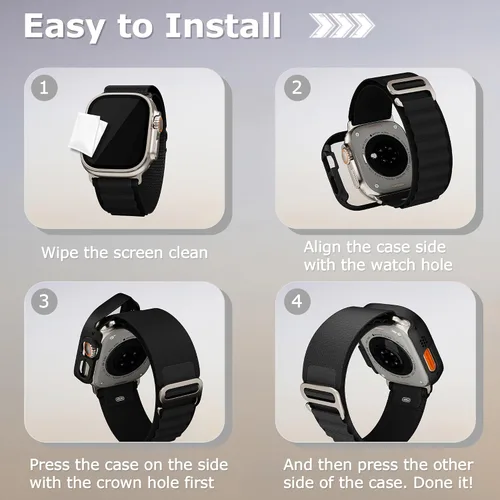 Miniatura 7 de Paquete de 2 fundas con protector de pantalla de privacidad para Apple Watch SE 3 (2025) / SE2 / SE/Series 6/5/4 de 1.575 pulgadas, funda protectora