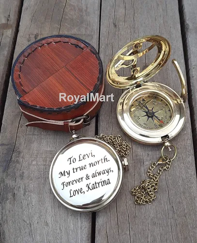 Miniatura 2 de Brújula grabada personalizada, regalo de brújula de latón antiguo, regalo para graduación, aniversario, bautismo, jubilación, brújula de trabajo