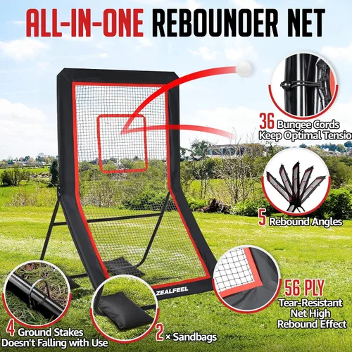 Miniatura 6 de ZEALFEEL Lacrosse Rebounder, 4x7FT/4x6FT Volleyball Rebounder for Backyard with 5 Rebound Angles, Target Strip, Lacrosse Rebound Net Perfect for Lax