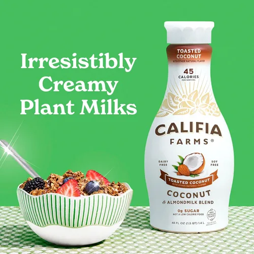 Miniatura 3 de Califia Farms - Leche de almendras y coco tostado, 48 oz, sin lácteos, a base de plantas, vegana, sin gluten, sin OGM, sin azúcar, alto en calcio