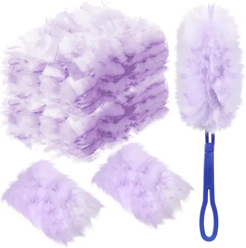 Miniatura 22 de Vesici 100 piezas de repuesto de plumero compatibles con Swiffer Dusters desechables a granel, repuesto grueso con 1 mango resistente para limpieza