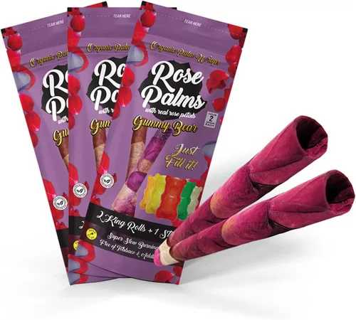 Rose Palms Conos de rosas envueltas con pétalos de flores | 6 conos | Pétalos de rosa orgánicos naturales enrollados a mano conos sin refinar,