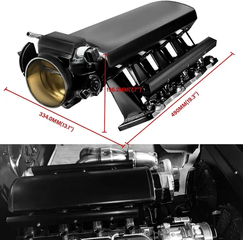Miniatura 5 de 92mm Colector de admisión con raíles de combustible y sensores de posición del acelerador TPS IAC compatible con Chevrolet GMC Pontiac para LS LS1