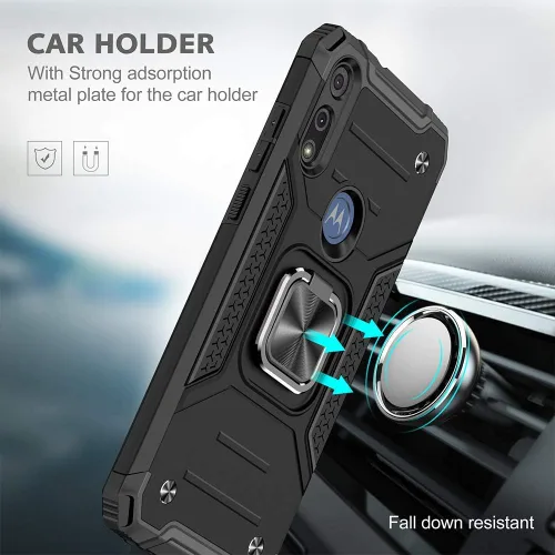 Miniatura 6 de HNHYGETE Funda para teléfono Moto E, Motorola E con protector de pantalla HD, a prueba de golpes, resistente a los golpes, con anillo de rotación