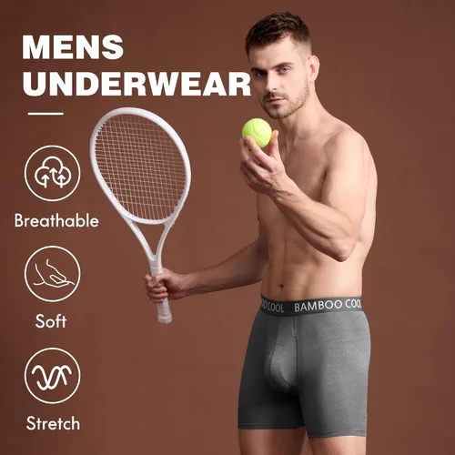 Miniatura 2 de BAMBOO COOL Calzoncillos tipo bóxer ultra ComfortSoft para hombre, absorben la humedad y son transpirables, no se suben con bragueta, paquete