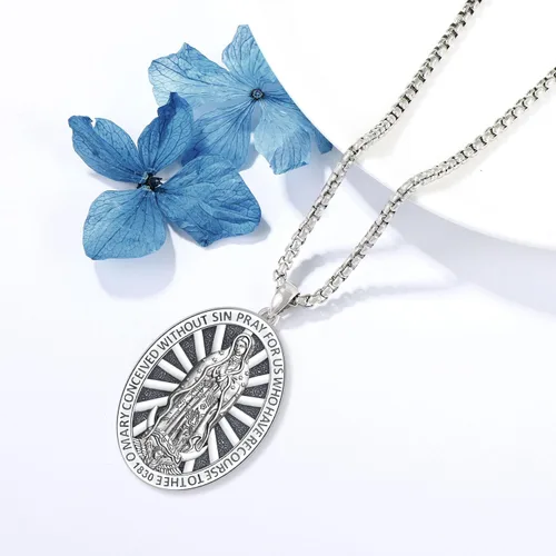 Miniatura 280 de Odinstone Collar de plata de ley 925 con medalla de San Miguel/San Cristóbal/San Benito/Crucifijo de Jesús/San Uriel/Arcángel Rafael para hombres