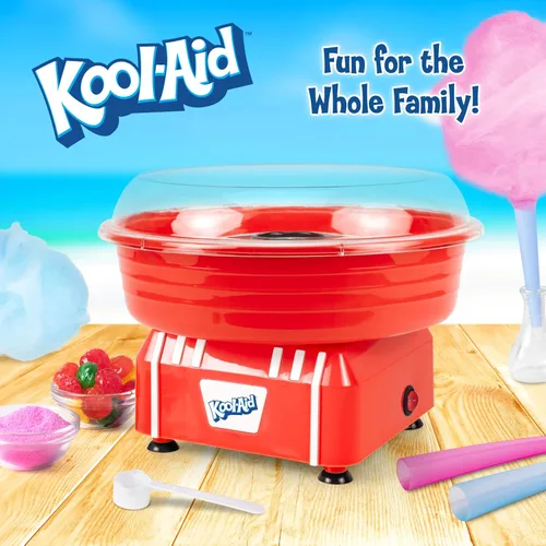 Miniatura 2 de Kool-Aid - Máquina de algodón de azúcar para niños con 2 conos reutilizables, 1 cuchara de azúcar y 1 cabezal extractor, color rojo