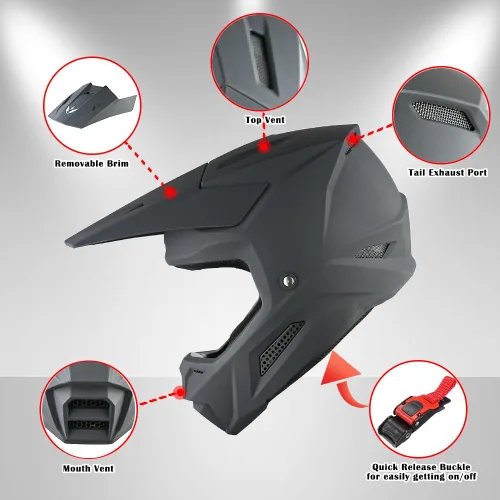 Miniatura 2 de 1Storm - Casco de motocross para jóvenes, ATV, BMX, MX, motocicleta todoterreno, kart, patinetas, multideportes, para niños, color negro mate +