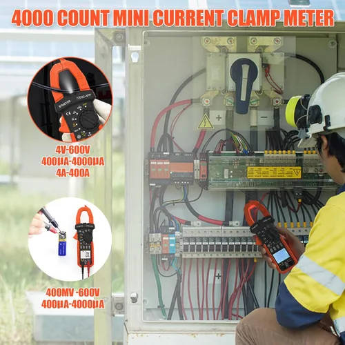 Miniatura 3 de BTMETER Multímetro de abrazadera digital, rango automático 4000 TRMS AC DC voltímetro amperímetro prueba voltios amperios ohmios frecuencia