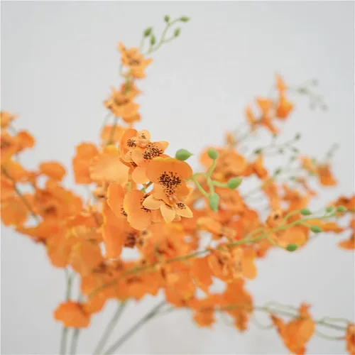 Miniatura 7 de 3 piezas de orquídeas artificiales, 33.5 pulgadas de seda falsas bailarinas bailarinas a granel, ramas de orquídeas naranjas sintéticas