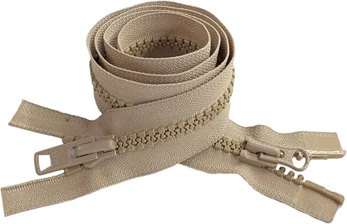 YKK #10 36 pulgadas plástico moldeado bidireccional resistente Vislon separador (chaqueta) cremallera para coser abrigo, chaqueta, abrigo de Beige -