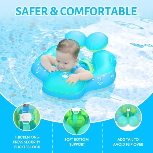 Miniatura 7 de LAYCOL - Flotador de natación para bebé con toldo solar FPU 50+ para piscina, no se voltea, para bebés de 3 a 36 meses Azul