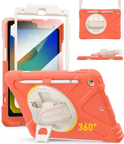 Miniatura 27 de BRAECN Funda para iPad de 9ª/8ª/7ª Generación, Funda Resistente a Prueba de Golpes con Protector de Pantalla, Soporte para Lápiz, Soporte para Tapa