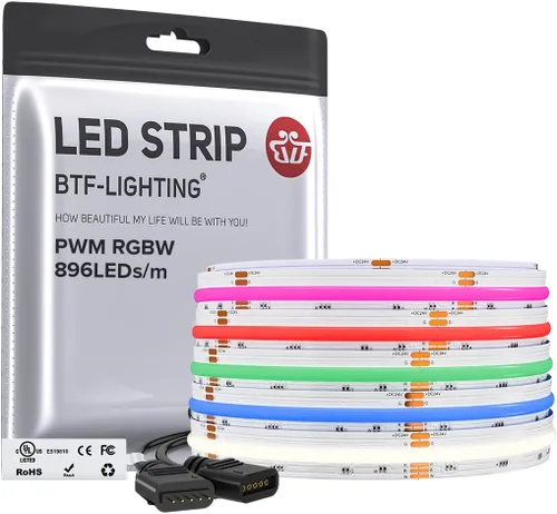 Miniatura 9 de BTF-LIGHTING FCOB COB Tira de luz LED RGBW 6500K 896LED/m 3m DC12V Flexible de cambio de color de alta densidad y luz uniforme de 12mm de ancho