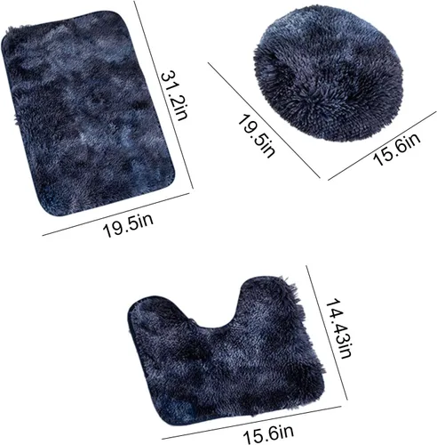 Miniatura 2 de Juego de alfombras de baño de 3 piezas, alfombra de baño ultra suave antideslizante, alfombra de baño de felpilla absorbente, alfombra lavable, Café