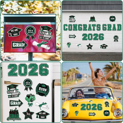 Miniatura 4 de Decoración magnética de automóvil de graduación 2026, 25 unidades, calcomanías magnéticas de felicitaciones para puerta de garaje para refrigerador