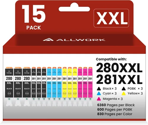 Miniatura 9 de ALLWORK 280XXL 281XXL Compatible con cartuchos de tinta Canon 280 y 281 PGI-280XXL CLI-281XXL para Canon TR8620a Cartuchos de tinta para Pixma