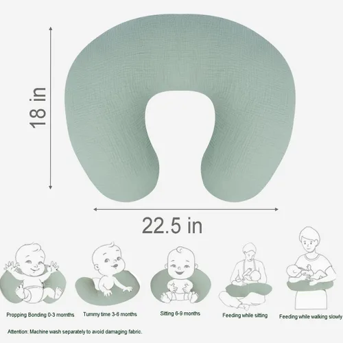 Miniatura 3 de Funda de almohada de lactancia, paquete de 2 fundas extraíbles de muselina de algodón para almohadas de lactancia, funda de almohada ultrasuave