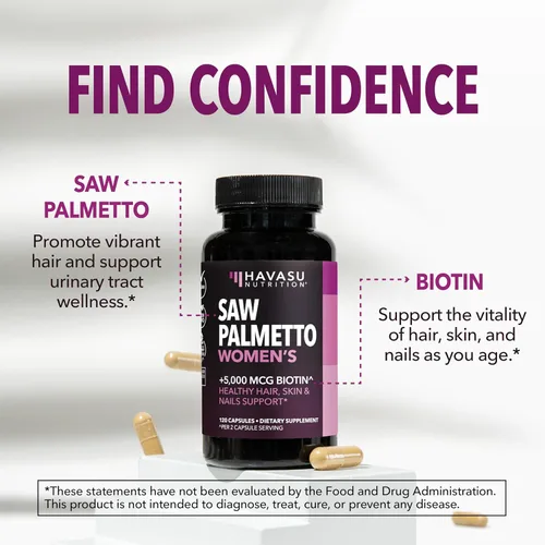 Miniatura 4 de Palma Enana para Mujeres con Biotina 5000 mcg - Potente Bloqueador de DHT para Apoyar la Salud del Cabello, la Piel y las Uñas - 120