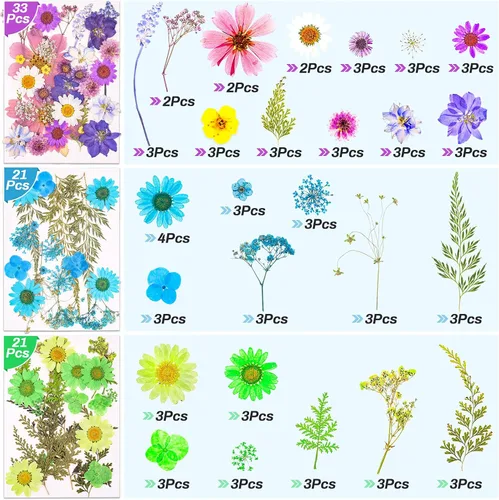 Miniatura 4 de 297 calcomanías de mariposa de flores secas prensadas para resina, flores secas naturales reales, hojas a granel con pinzas para suministros de 297