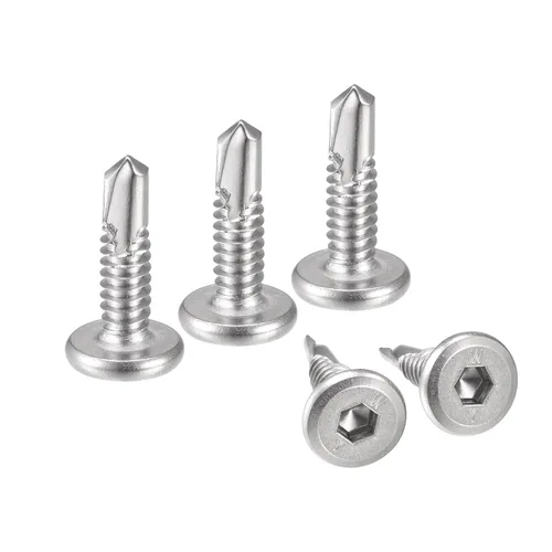 Miniatura 11 de uxcell Tornillos Autorroscantes de Hexágono Interior, 1/4 x 1-5/8" Tornillo de Perforación de Cabeza Plana de Chapa de Acero Inoxidable 410, 100