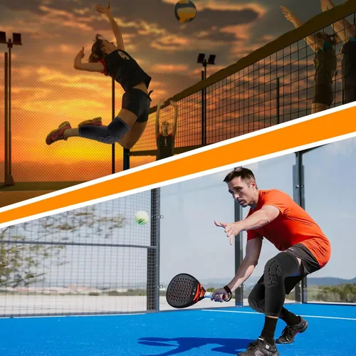 Miniatura 4 de Rodilleras de baloncesto, cubiertas de compresión para piernas para adolescentes y adultos, rodilleras para lucha libre, fútbol, voleibol, Negro