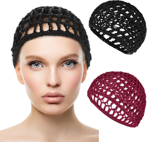 Miniatura 12 de WLLHYF Gorros de Peluca para Cabello Grueso y Largo, Gorros Ajustables de Red Malla Trenzada para Tejer, Hacer Crochet, Coser, Tejido de Red