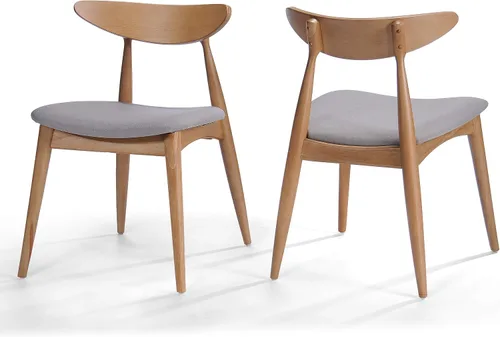 Christopher Knight Home Barron - Sillas de comedor de tela con acabado de roble, juego de 2 piezas, gris claro y roble