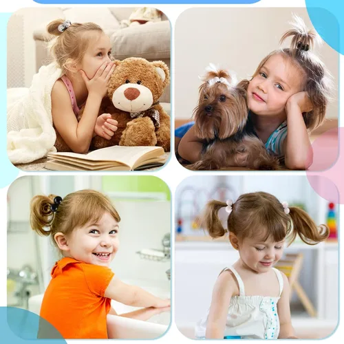 Miniatura 5 de Jutom 24 bolas para ligar el cabello de 0.78 pulgadas, soportes para cola de caballo de burbujas para niñas, bolas de pelo de burbujas de los años