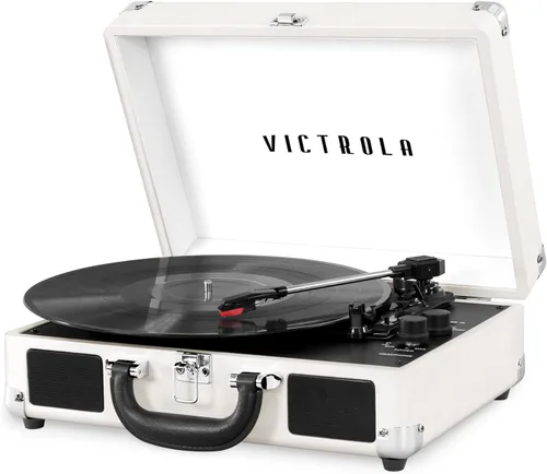Miniatura 12 de Victrola Journey+ - Reproductor de discos portátil con Bluetooth en maleta – Altavoces integrados, reproductor de vinilos de 33-1/3, 45 y 78 RPM