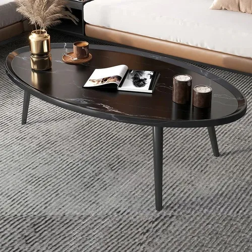 Mesa auxiliar, moderna mesa de centro pequeña con 3 patas, mesa de cóctel de madera, mesa auxiliar de centro retro para sala de estar, fácil Negro