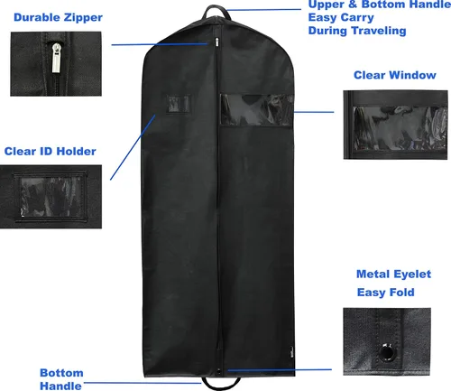 Miniatura 3 de Simple Houseware - Bolsa resistente para ropa, de 60 pulgadas para trajes, esmóquines, vestidos y abrigos.