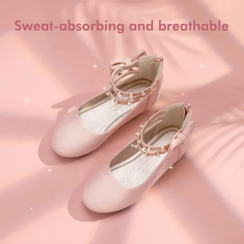 Miniatura 4 de PANDANINJIA Jessica Pearl Bow Ballet Flats Zapatos Doble Tobillo Correa Vestido Bailarina Plana Mary Jane