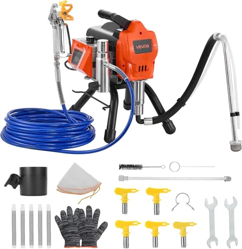 Miniatura 13 de VEVOR Pulverizador de pintura sin aire de soporte, pulverizador sin aire de alta eficiencia de 650 W, pulverizador de pintura eléctrico de 3000 PSI