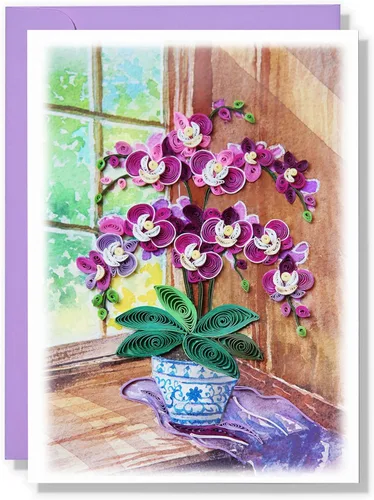 Miniatura 7 de Tarjeta de felicitación japonesa de flor de durazno Feliz año nuevo 3D Quilling Card Flower Papel hecho a mano – Tarjeta de felicitación