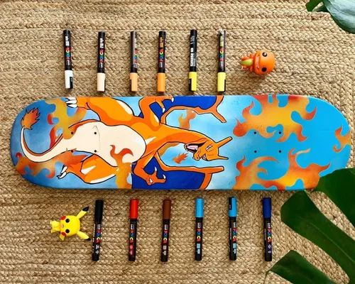 Miniatura 6 de Posca Juego de 4 marcadores fluorescentes, bolígrafos de pintura con punta de bala para arte y manualidades, uso multisuperficie en madera, metal
