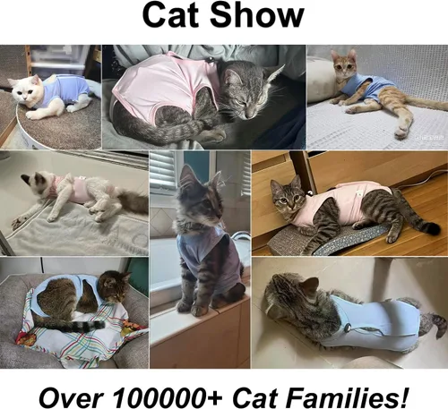 Miniatura 7 de Traje de recuperación para gatos, ropa de recuperación quirúrgica para heridas abdominales o enfermedades de la piel, mameluco de gatos después