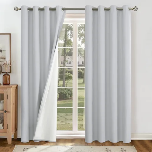 Miniatura 70 de YoungsTex - Cortinas de lino beige 100% opacas para dormitorio de 63 pulgadas de largo, cortinas cortas con aislamiento térmico y ojales