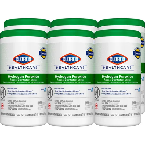 Clorox Healthcare Toallitas desinfectantes limpiadoras de peróxido de hidrógeno, 6.75 x 5.75 pulgadas, 155 unidades, paquete de 6 (el paquete puede