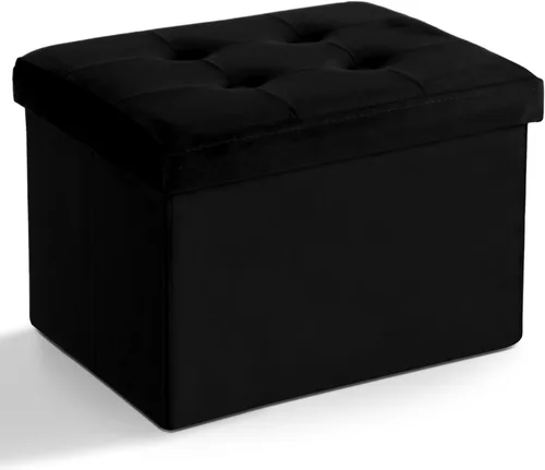 Miniatura 15 de LINMAGCO Taburete otomano plegable de almacenamiento, reposapiés de terciopelo con acolchado moderno otomano con almacenamiento para sala de estar
