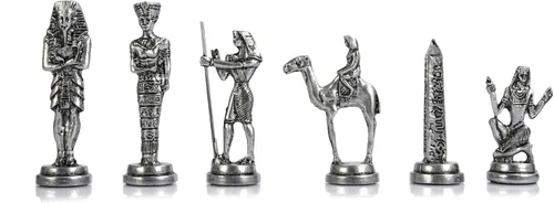 Miniatura 5 de Figuras de cobre antiguo del faraón egipcio, juego de ajedrez de metal para adultos, piezas hechas a mano y tablero de ajedrez de madera maciza