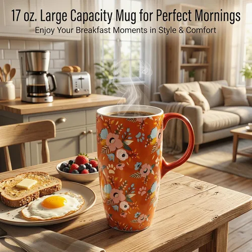 Miniatura 2 de Topadorn Taza de café de viaje de 17oz de cerámica con tapa sellada, taza de té con caja de color, apta para microondas y lavavajillas, taza de café