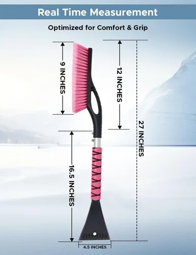 Miniatura 2 de Autovir Cepillo de nieve de 27 pulgadas y raspadores de hielo para parabrisas de automóvil (paquete de 3), raspador de ventana con agarre ergonómico